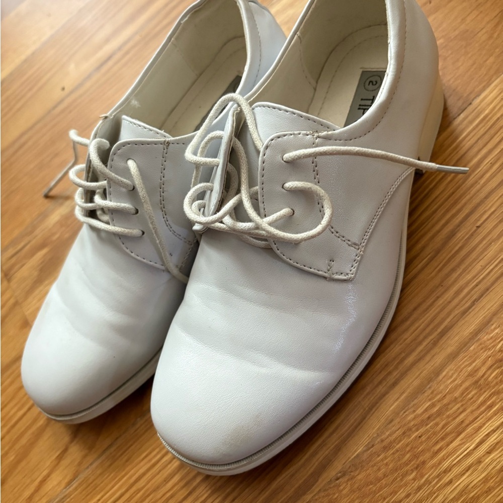 Boys white leather dress shoes